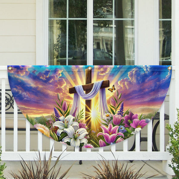 Easter Christian Cross Non-Pleated Fan Flag MLN5545HVN
