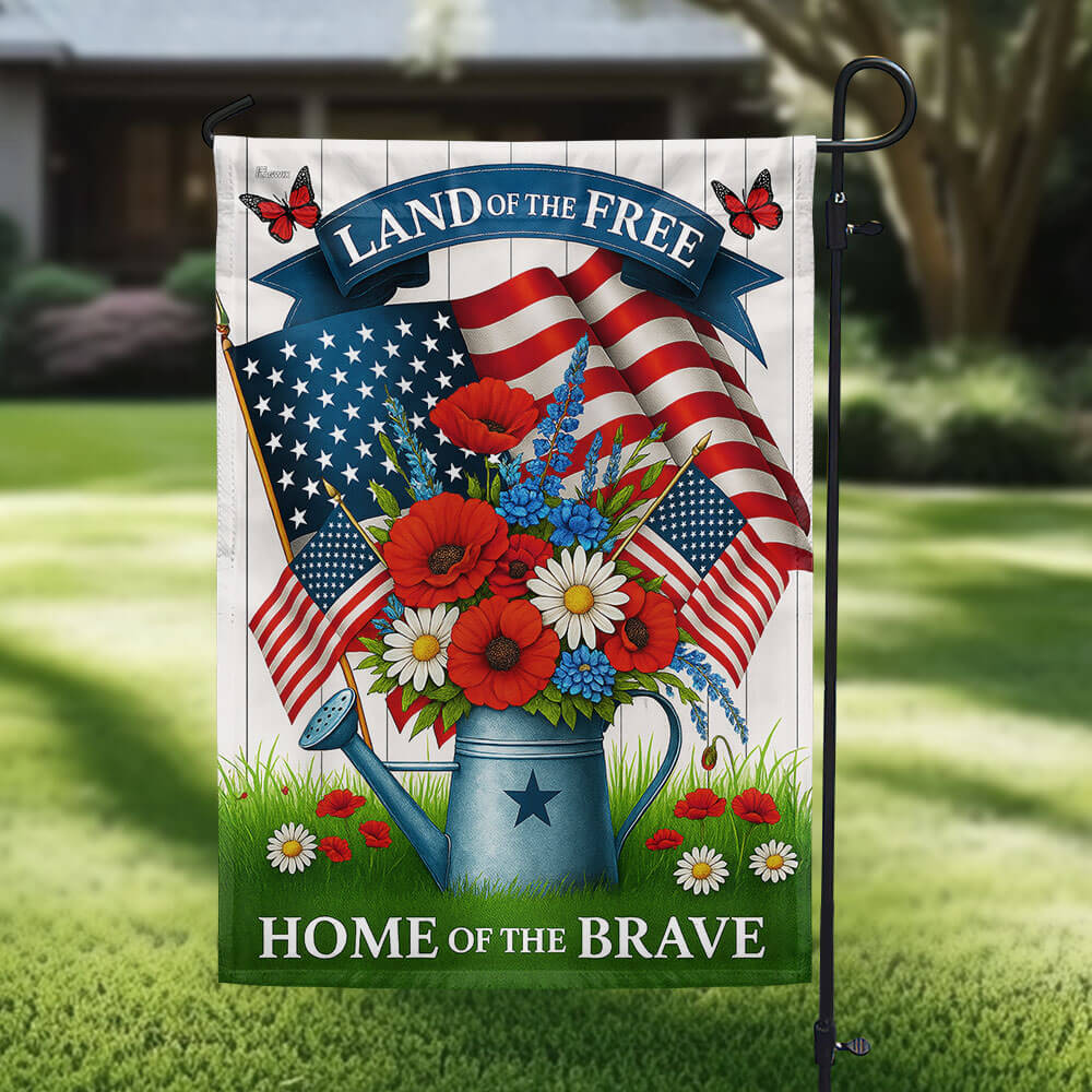 Patriotic Flower Flag Land Of The Free Home Of The Brave