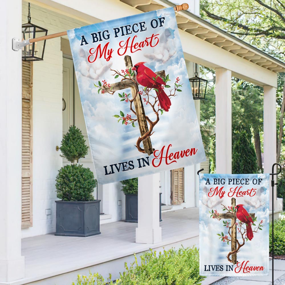 Cardinal A Big Piece Of My Heart Lives In Heaven Flag MLN1622F