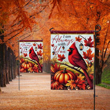 Cardinal Fall Leaves I Am Always With You Flag MLN3656F