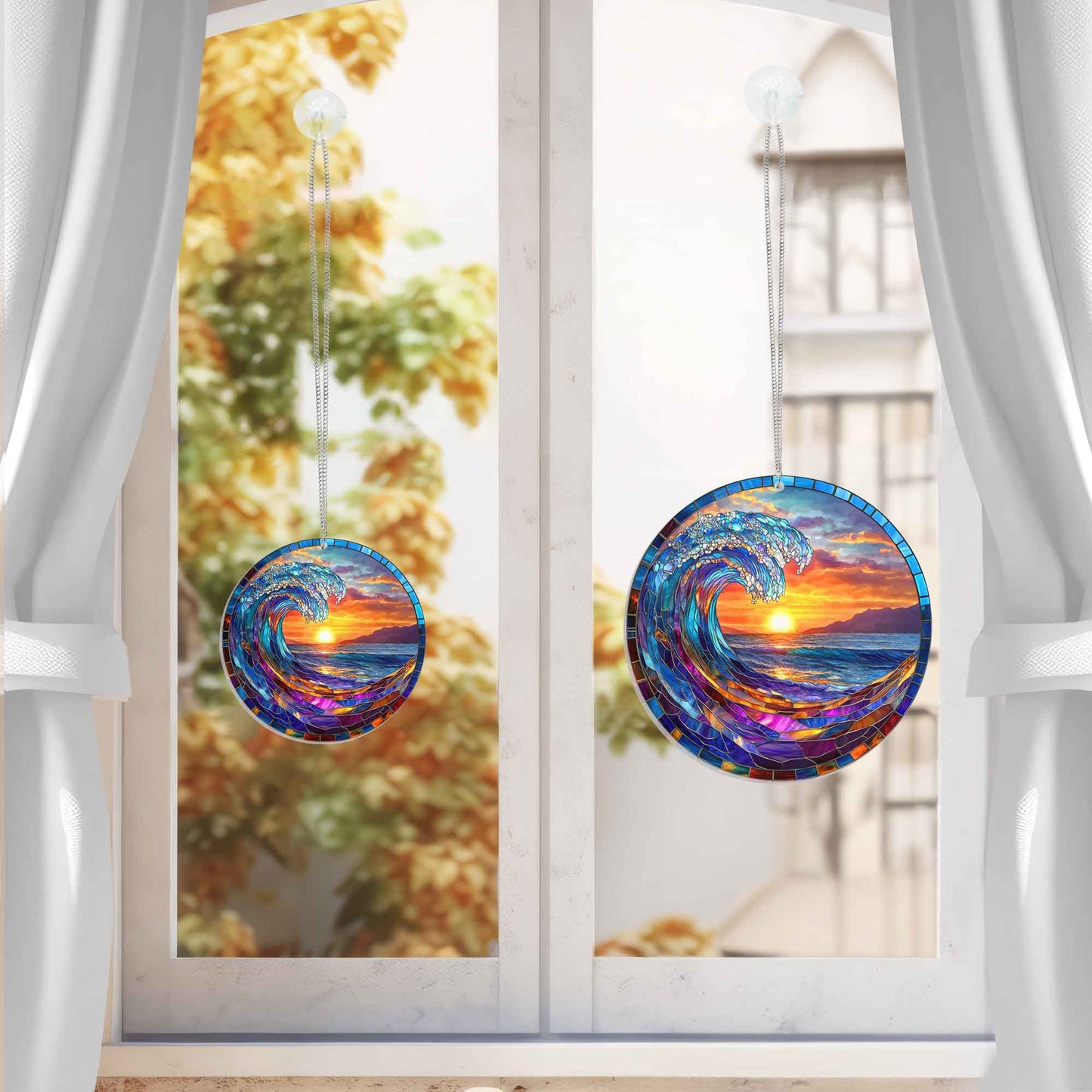 Sea Wave Suncatcher Ocean Beach Acrylic Hanging Sign TQN4456AS