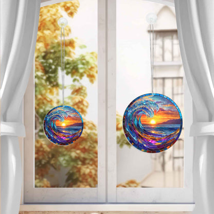 Sea Wave Suncatcher Ocean Beach Acrylic Hanging Sign TQN4456AS