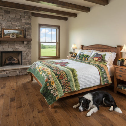 Barnyard Blossom 3-Piece Quilted Bedding Set NCU0PT5649