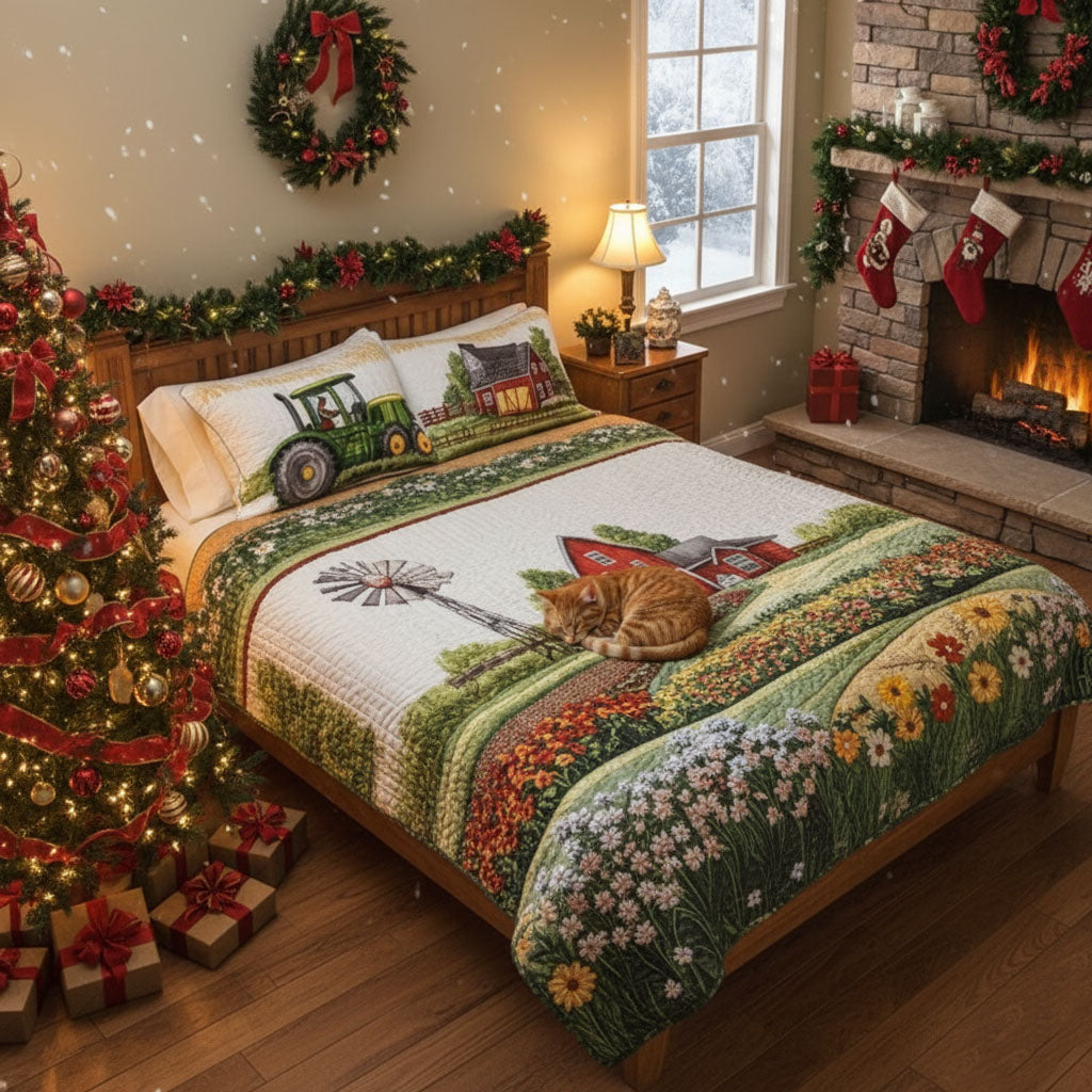 Barnyard Blossom 3-Piece Quilted Bedding Set NCU0PT5649