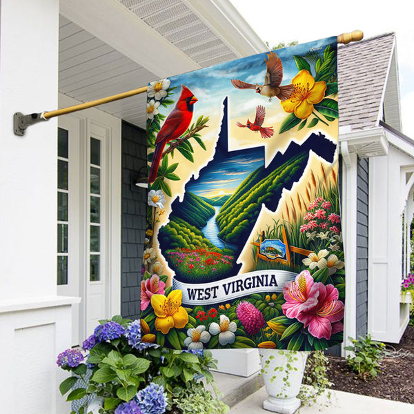 FLAGWIX West Virginia with Rhododendron and Cardinal Flag MLN2823F