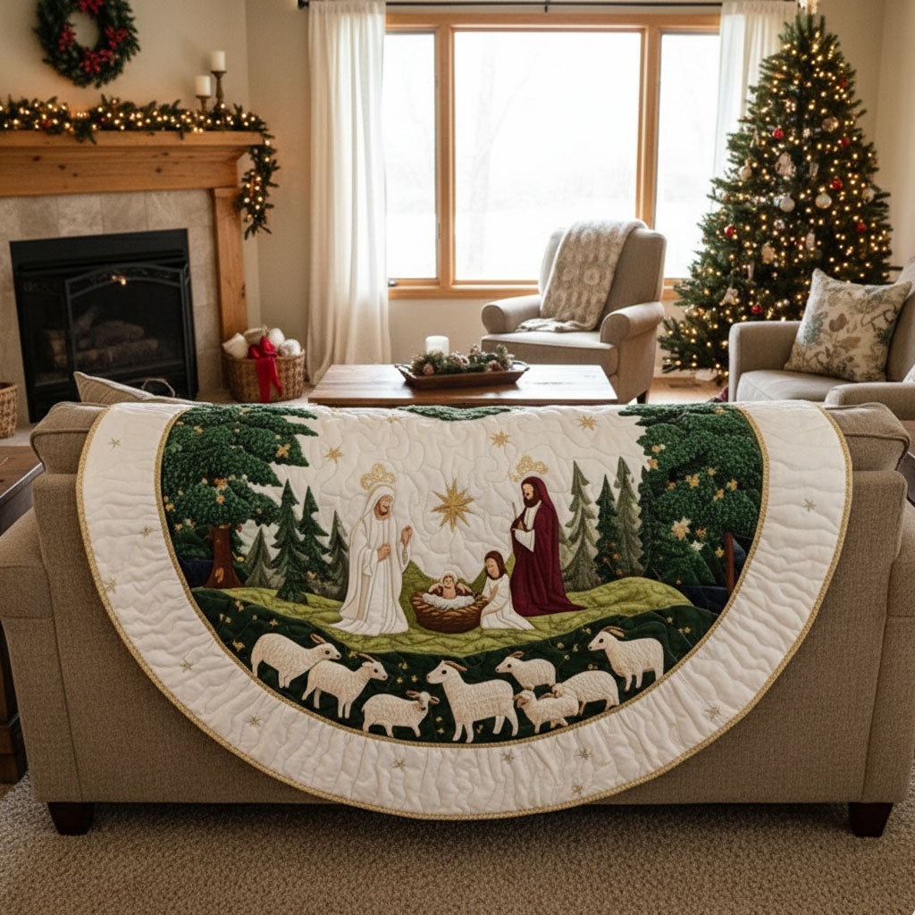 Blessed Manger Christmas Quilted Tree Skirt NCU0PT1220