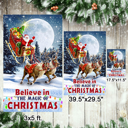 Believe In The Magic Of Christmas Santa's Sleigh Flag TQN1847F