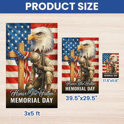 Memorial Day Honor The Fallen Kneeling American Soldier Cross Veteran Flag MLN5595TTH