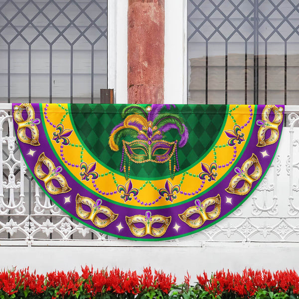 Fleur-de-lis Mardi Gras  Louisiana Non-Pleated Fan Flag MLN4994FL