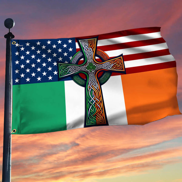 Irish Celtic Knot Cross St. Patrick’s Day Irish American Grommet Flag TPT1539GF