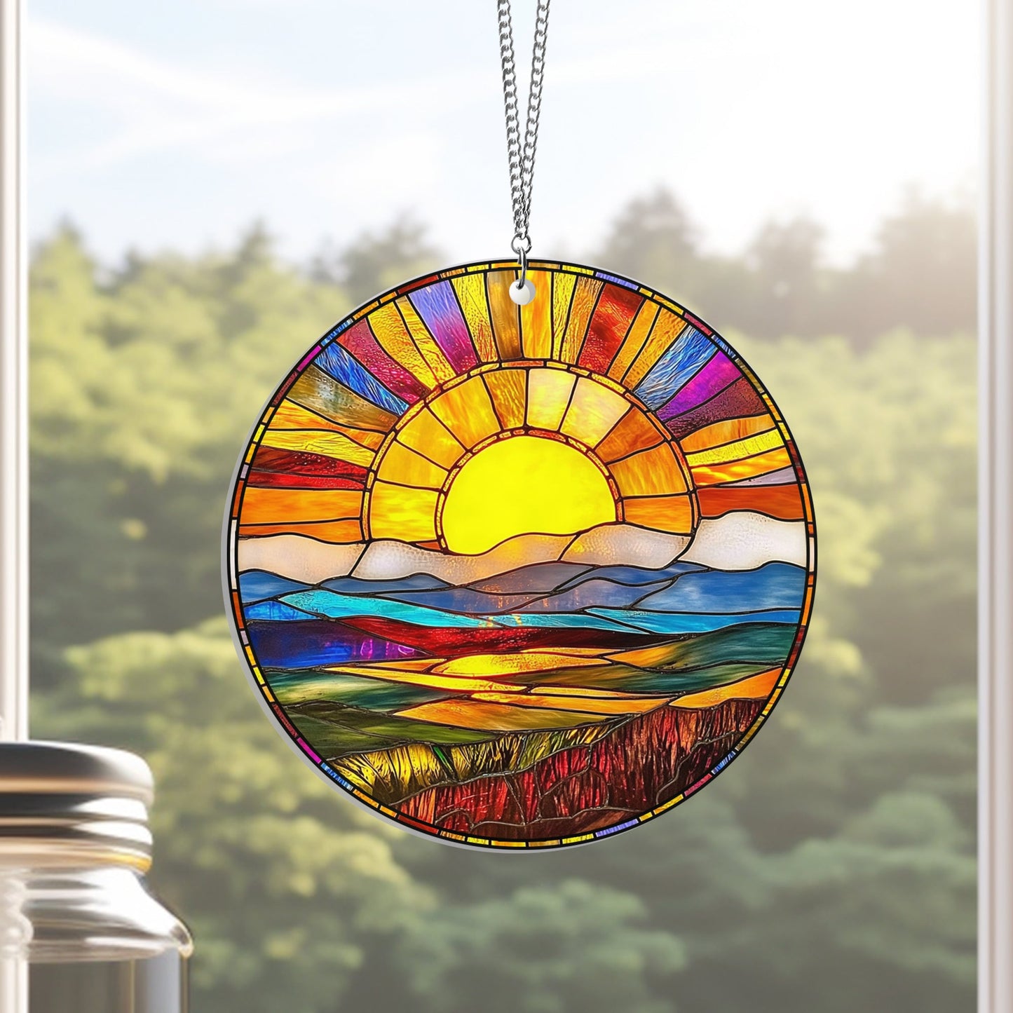 Sunset Sunrise Landscape Suncatcher Acrylic Window Hanging TQN4382AS