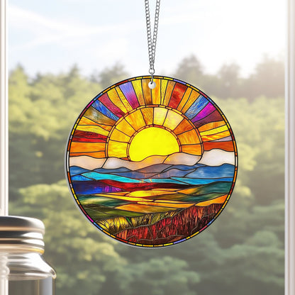 Sunset Sunrise Landscape Suncatcher Acrylic Window Hanging TQN4382AS