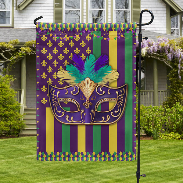 FLAGWIX  Mardi Gras Fleur De Lis and Masquerade Mask American Flag MLN2358F