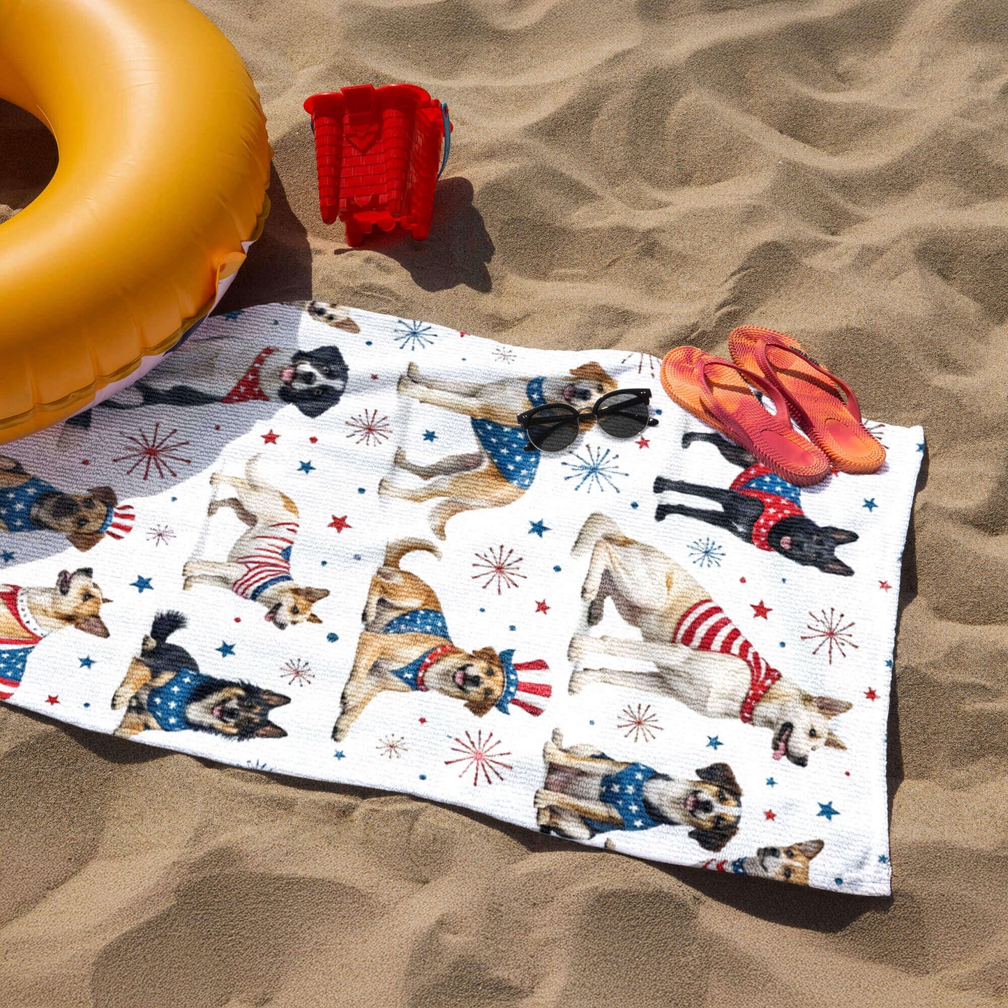 Patriotic Dogs American Beach Towel VTM1354TNB