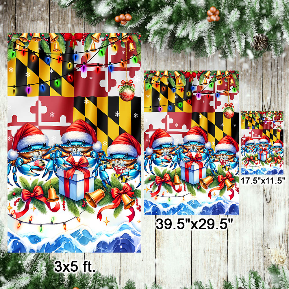 Blue Crabs Merry Christmas Maryland Flag TPT1309F
