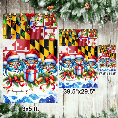 Blue Crabs Merry Christmas Maryland Flag TPT1309F