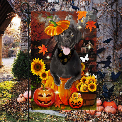 Black Labrador Pumpkin Happy Fall Y'all Flag TPT1240F