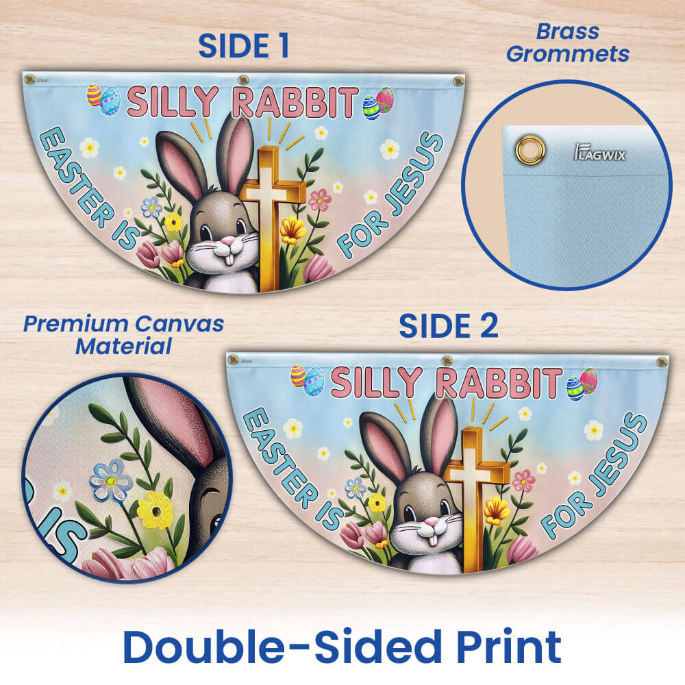 Bunny Easter Day Silly Rabbit Easter is for Jesus Non-Pleated Fan Flag MLN2629FL