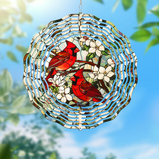 Cardinals In Flower Garden Cardinal Wind Spinner TPT2096WS