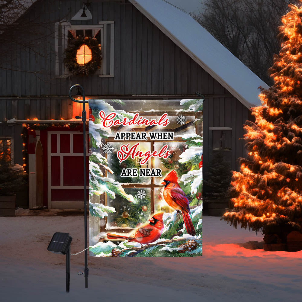 Cardinal Christmas Cardinals Appear When Angels Are Near Solar LED Garden Flag MLN1978SF