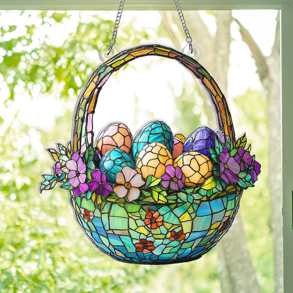 Easter Eggs Basket Acrylic Suncatcher Window Hanging TQN5045HVN