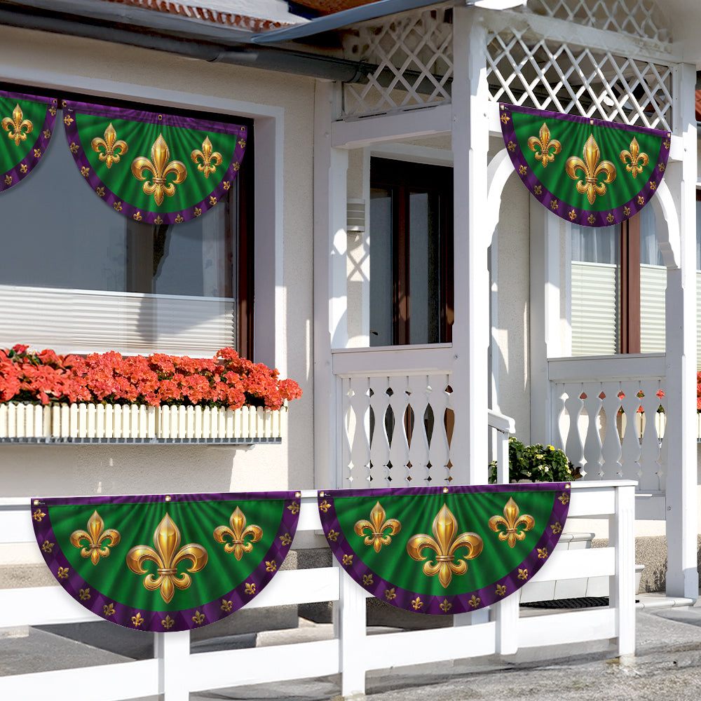 Mardi Gras Fleur De Lis Non-Pleated Fan Flag TQN4676FL