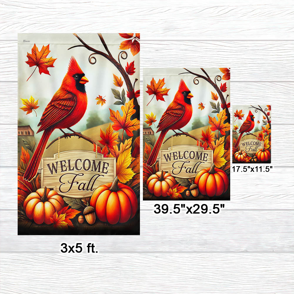 Cardinal Welcome Fall Flag MLN3649F