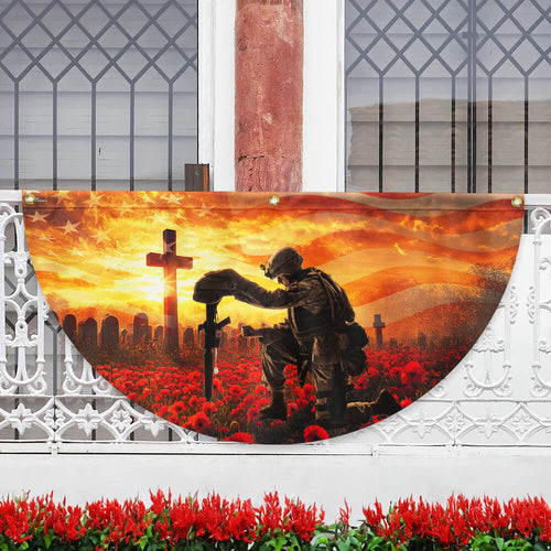 Memorial Day Honors Fallen Veterans Military Patriotic Non-Pleated Fan Flag TQN5262TNB