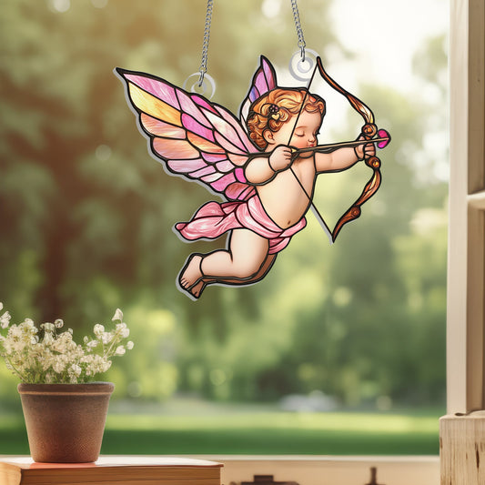 Valentine Day Cupid Suncatcher Love Acrylic Hanging Sign TQN4438AS