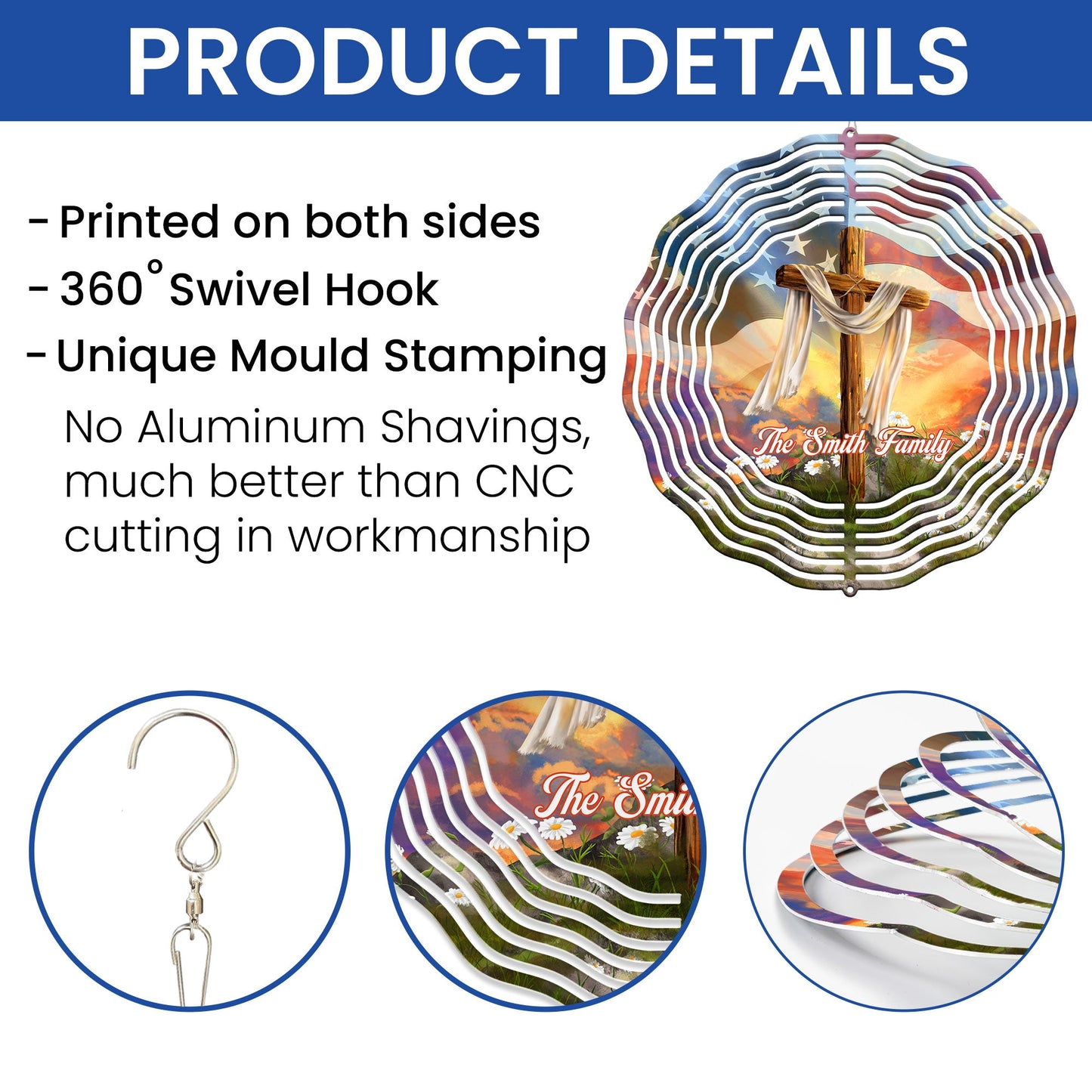 Personalized Christian Cross, Easter Day Christian Wind Spinner TPT2647TDH