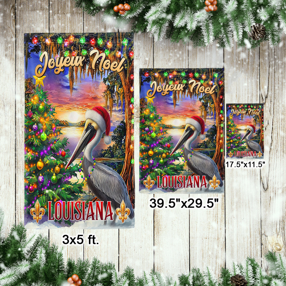 Cajun Christmas Pelican Flag - Louisiana 'Joyeux Noël' Holiday Décor MLN4248F - 3-Day Shipping