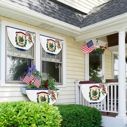 Cardinal and Rhododendron Flower, West Virginia Non-Pleated Fan Flag TPT1858FLv1