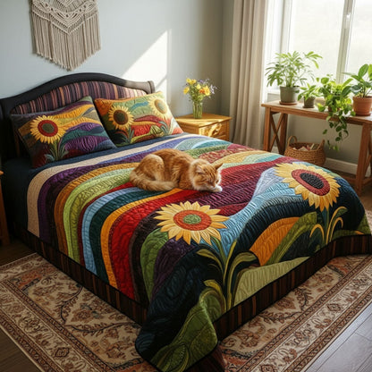 Country Sunflower Dreams 3-Piece Quilted Bedding Set NCU0PT4472