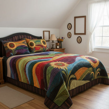 Country Sunflower Dreams 3-Piece Quilted Bedding Set NCU0PT4472