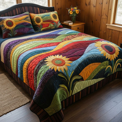 Country Sunflower Dreams 3-Piece Quilted Bedding Set NCU0PT4472