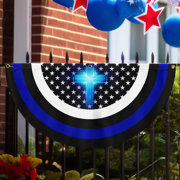 Christian The Thin Blue Line Non-Pleated Fan Flag TPT2392FL