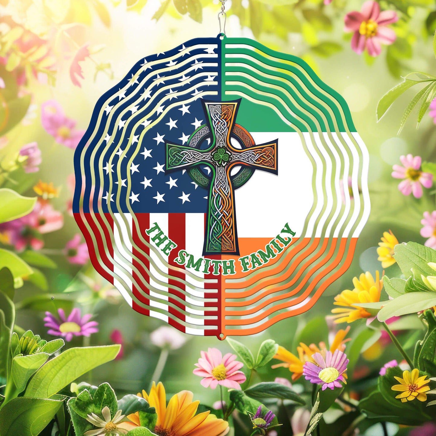 Personalized Irish Celtic Knot Cross St. Patrick’s Day Irish Wind Spinner TPT2649TNB