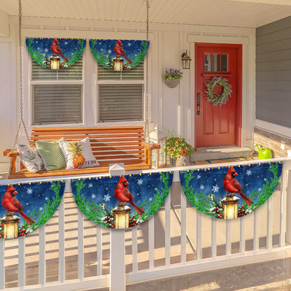 Cardinal Bird And Lantern Christmas Non-Pleated Fan Flag TQN3925FL