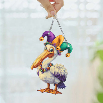 Pelican Mardi Gras Suncatcher Acrylic Hanging Sign TQN4665AS