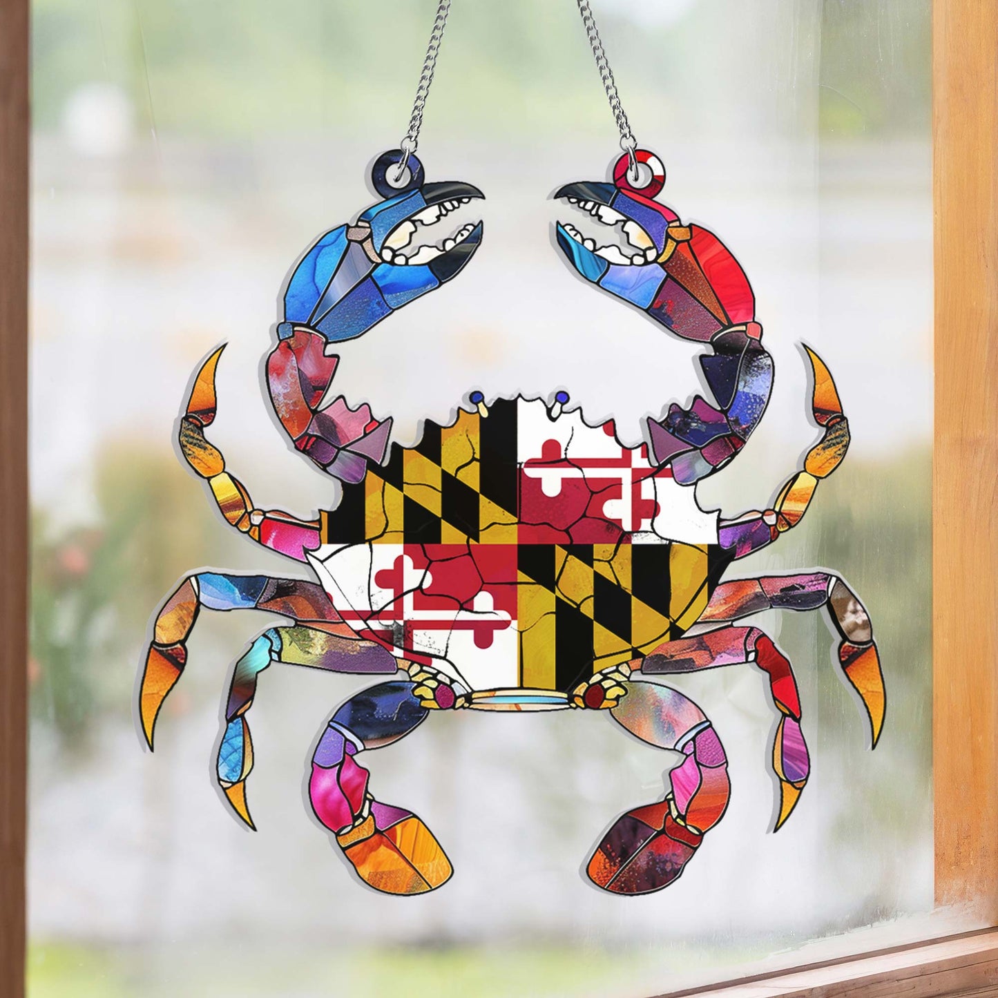 Maryland State Flag Maryland Crab Acrylic Suncatcher Hanging Sign VTM1017AS