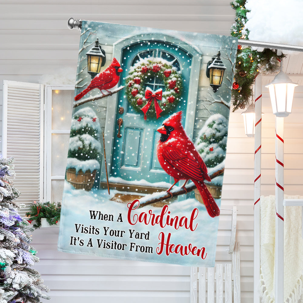 Cardinal Winter When a Cardinal Visits Your Yard It's a Visitor From Heaven Flag MLN4356F