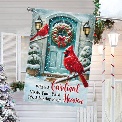 Cardinal Winter When a Cardinal Visits Your Yard It's a Visitor From Heaven Flag MLN4356F