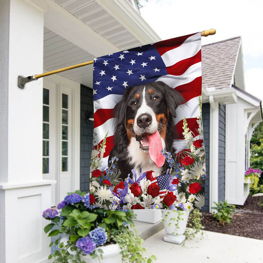 Bernese Mountain Dog Flag Flower Around NTT123Fv2