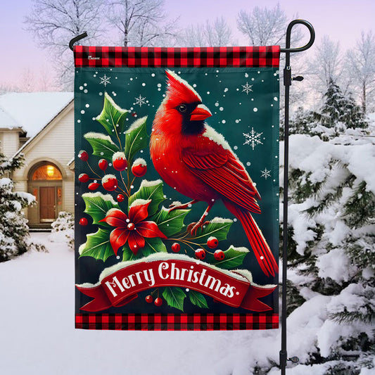 Cardinal Bird Merry Christmas Flag TQN3915F
