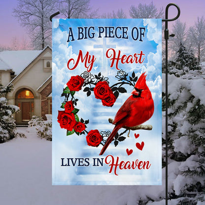 Cardinal Garden Flag &amp; Mailbox Cover A Big Piece Of My Heart Lives In Heaven TQN540MF