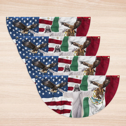 Mexican American Jesus Non-Pleated Fan Flag PHB05LPN