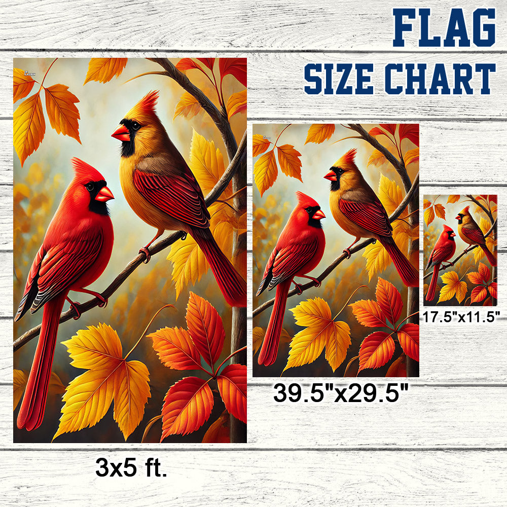 Cardinal Fall Autumn Leaves Flag MLN3458F