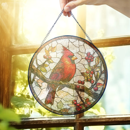 Cardinal Bird Memorial Stained Glass Suncatcher TQN5086BQT