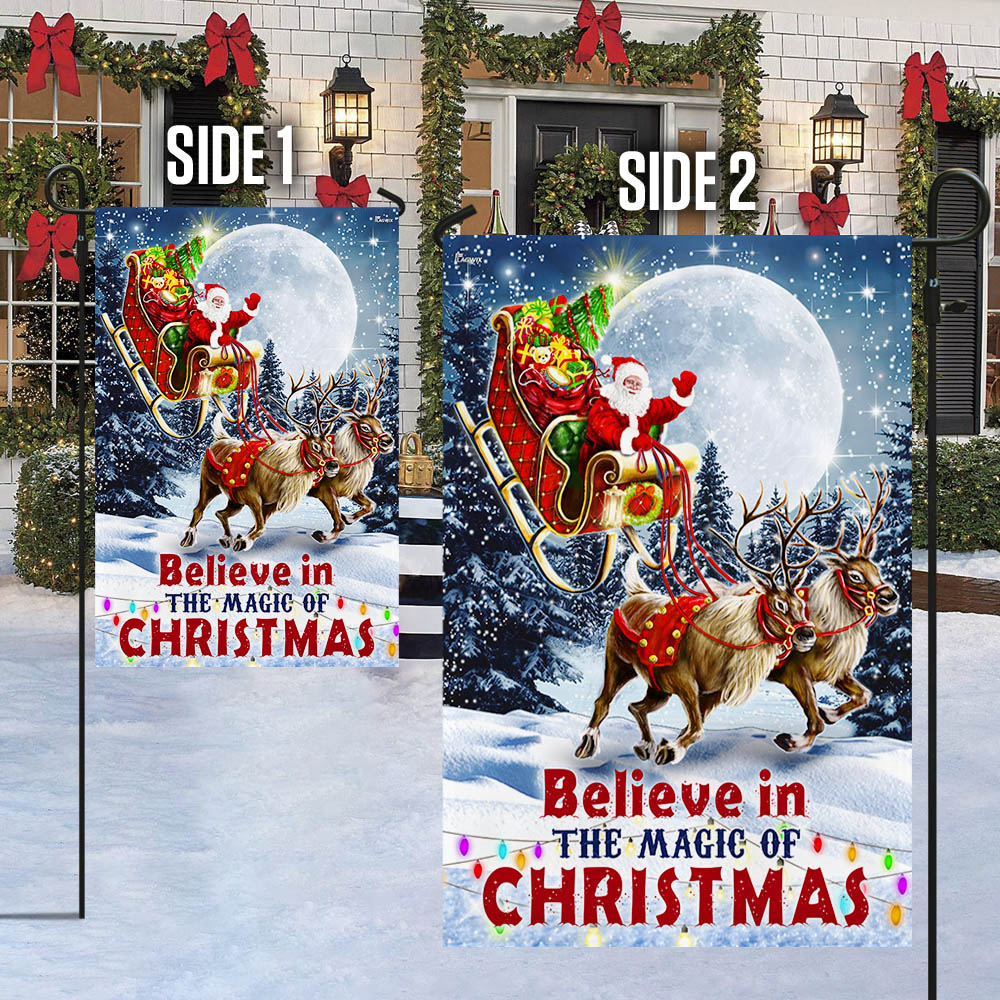 Believe In The Magic Of Christmas Santa's Sleigh Flag TQN1847F