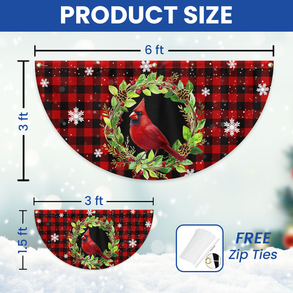 Cardinal Bird Christmas Plaid Non-Pleated Fan Flag TQN3919FL